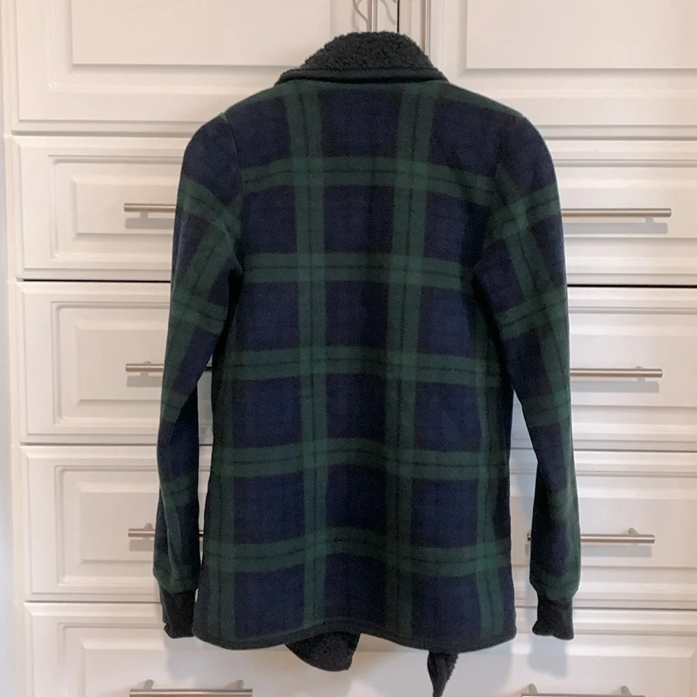 Abercrombie & Fitch plaid Sherpa open sweater - Picture 2 of 4